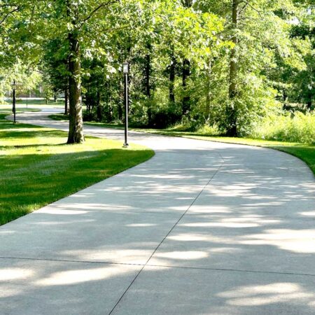 new concrete curved driveway