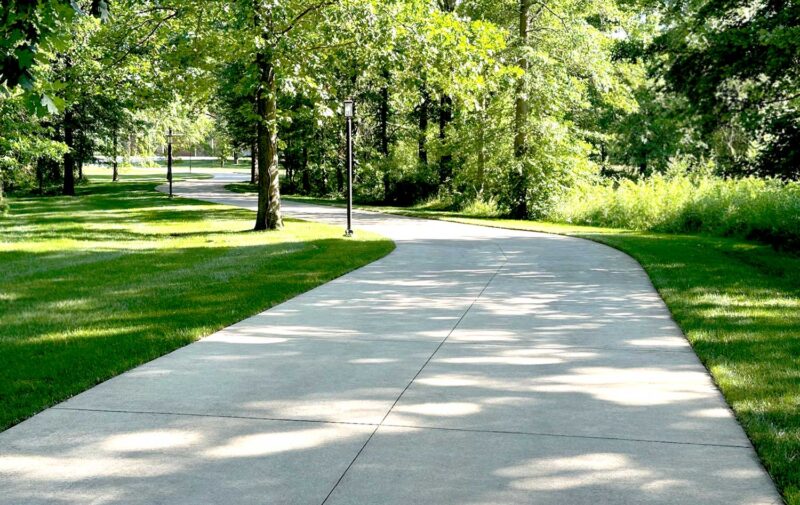 new concrete curved driveway