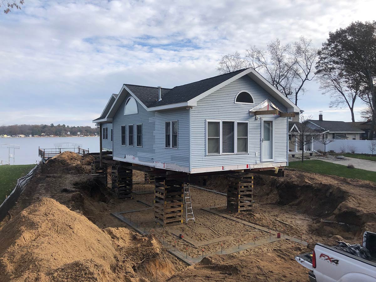 raised house held up over new footings